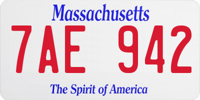MA license plate 7AE942