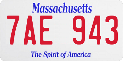 MA license plate 7AE943