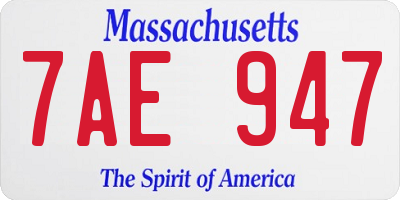 MA license plate 7AE947