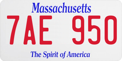 MA license plate 7AE950