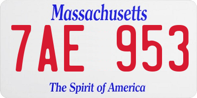 MA license plate 7AE953