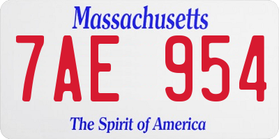 MA license plate 7AE954