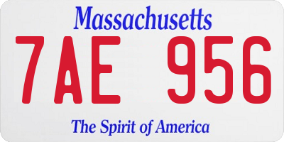 MA license plate 7AE956
