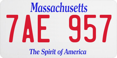 MA license plate 7AE957