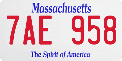 MA license plate 7AE958