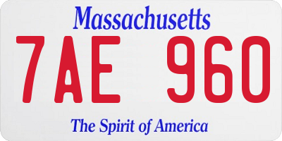 MA license plate 7AE960