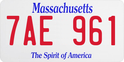 MA license plate 7AE961