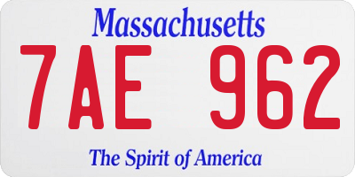 MA license plate 7AE962