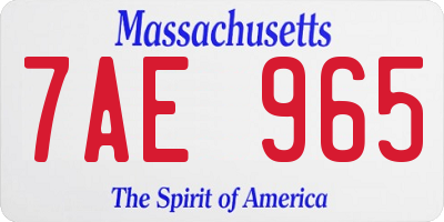 MA license plate 7AE965