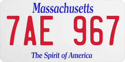 MA license plate 7AE967