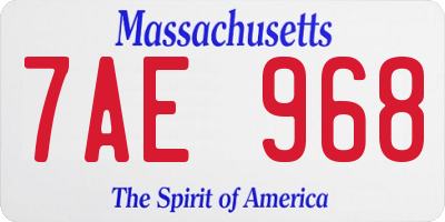 MA license plate 7AE968