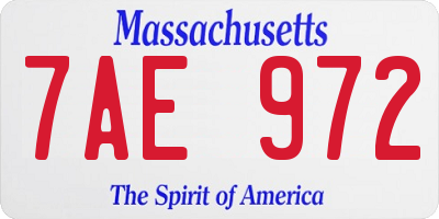 MA license plate 7AE972