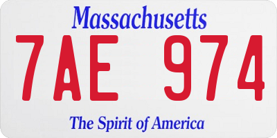 MA license plate 7AE974