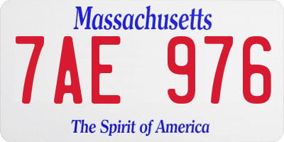 MA license plate 7AE976