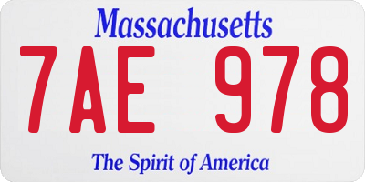MA license plate 7AE978