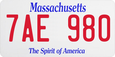 MA license plate 7AE980