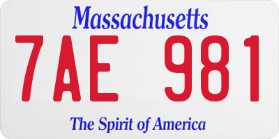 MA license plate 7AE981