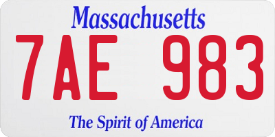 MA license plate 7AE983