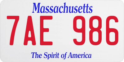 MA license plate 7AE986