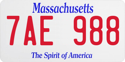 MA license plate 7AE988