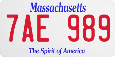 MA license plate 7AE989