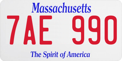 MA license plate 7AE990