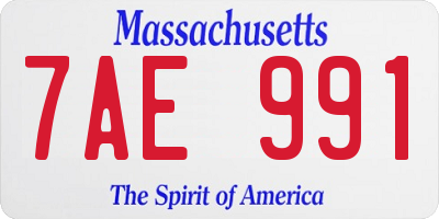 MA license plate 7AE991