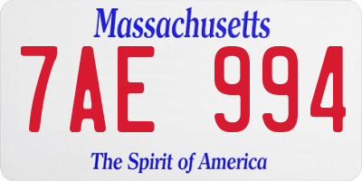 MA license plate 7AE994