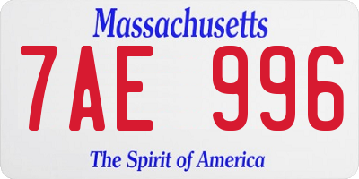 MA license plate 7AE996