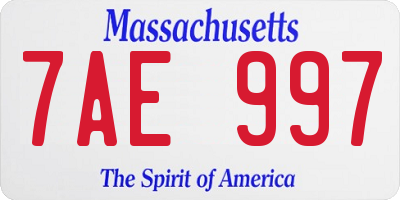 MA license plate 7AE997