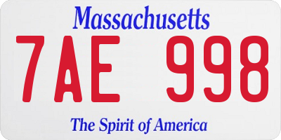 MA license plate 7AE998
