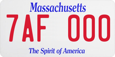 MA license plate 7AF000