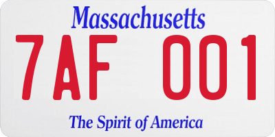 MA license plate 7AF001