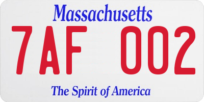 MA license plate 7AF002