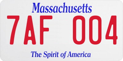 MA license plate 7AF004