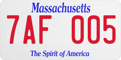 MA license plate 7AF005