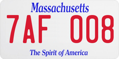MA license plate 7AF008