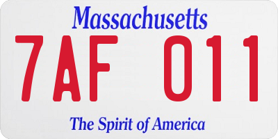 MA license plate 7AF011