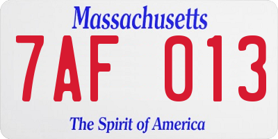 MA license plate 7AF013