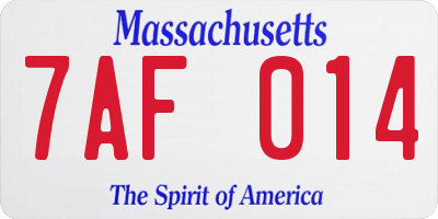 MA license plate 7AF014