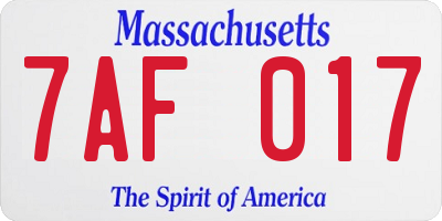 MA license plate 7AF017