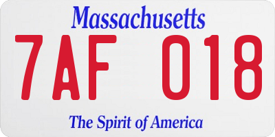 MA license plate 7AF018