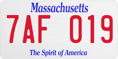 MA license plate 7AF019