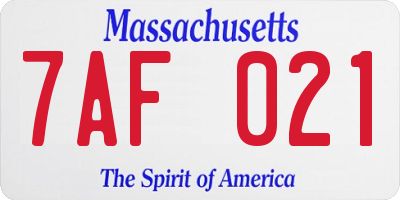 MA license plate 7AF021
