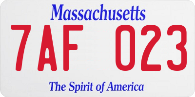 MA license plate 7AF023
