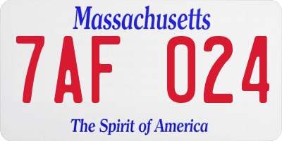 MA license plate 7AF024