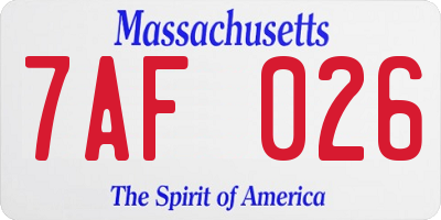 MA license plate 7AF026