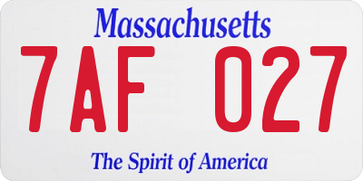 MA license plate 7AF027