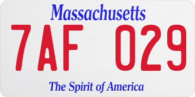 MA license plate 7AF029