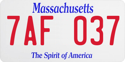 MA license plate 7AF037